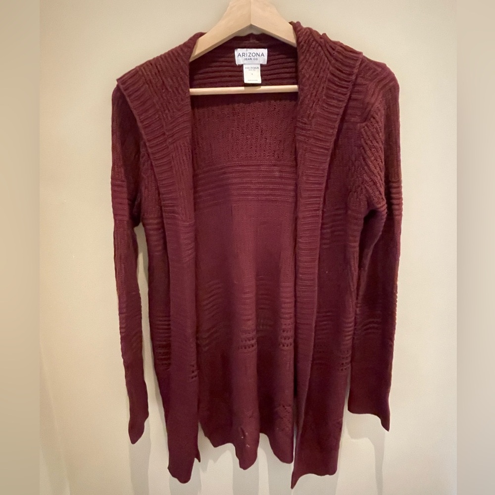 Arizona Women’s Knit Cardigan Size S Burgundy